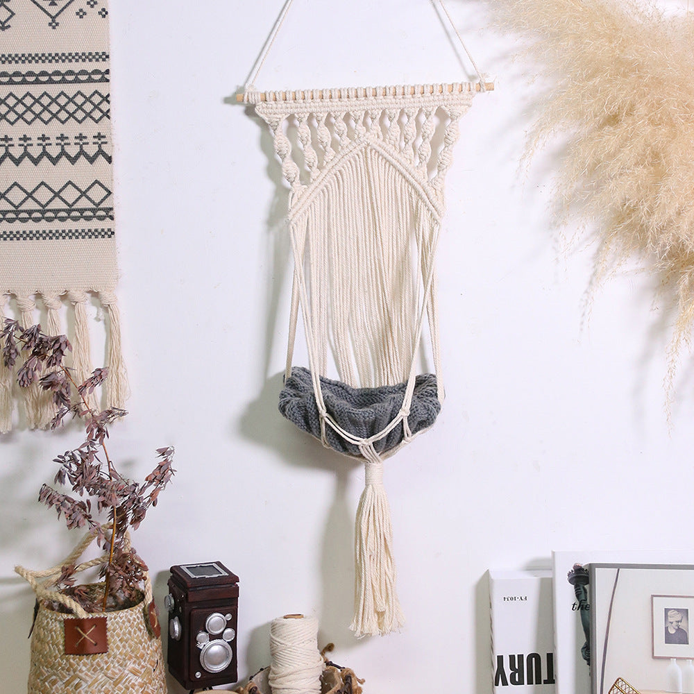 KFX-7339325 Woven Cotton Rope Hanging Cat Litter Basket with Various Sizes and Styles