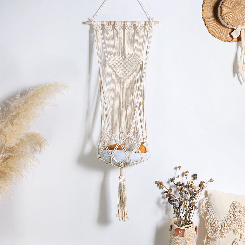 KFX-7339325 Woven Cotton Rope Hanging Cat Litter Basket with Various Sizes and Styles