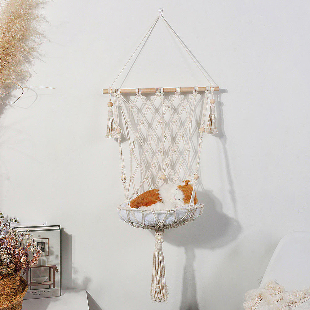KFX-7339325 Woven Cotton Rope Hanging Cat Litter Basket with Various Sizes and Styles