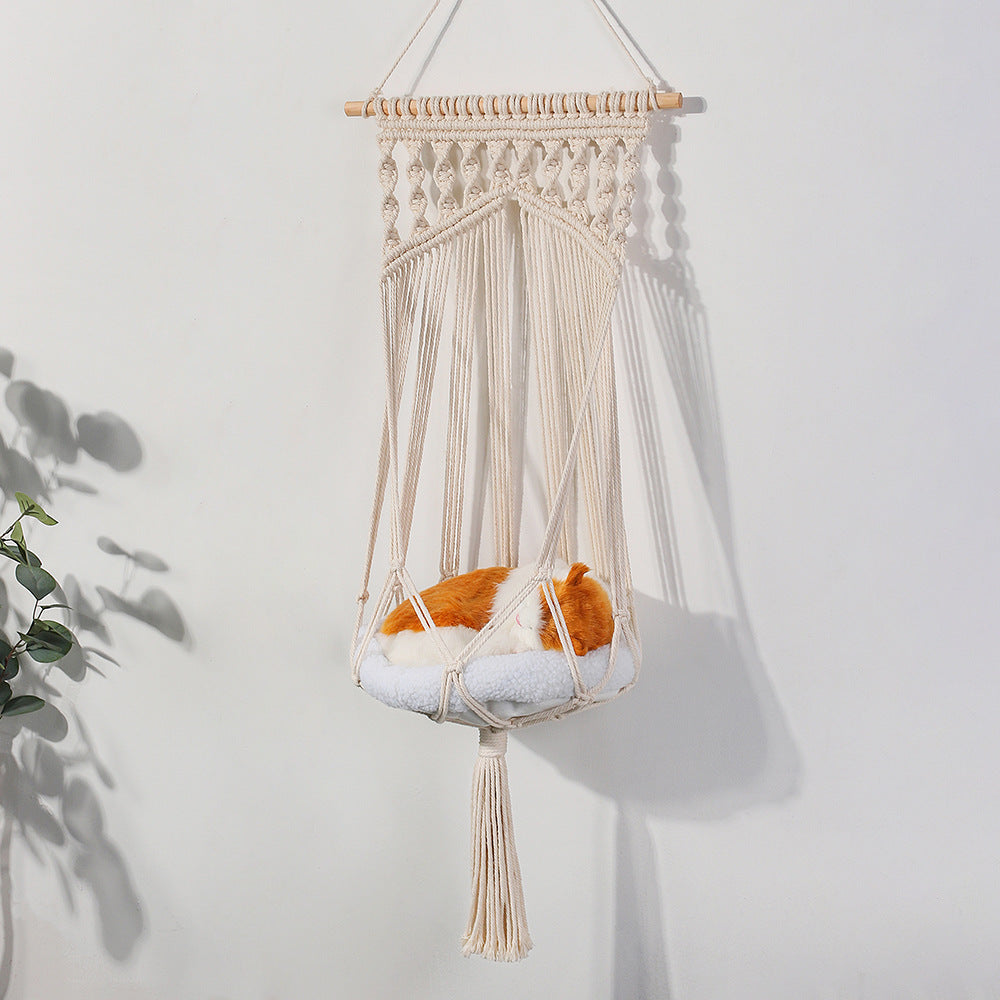 KFX-7339325 Woven Cotton Rope Hanging Cat Litter Basket with Various Sizes and Styles