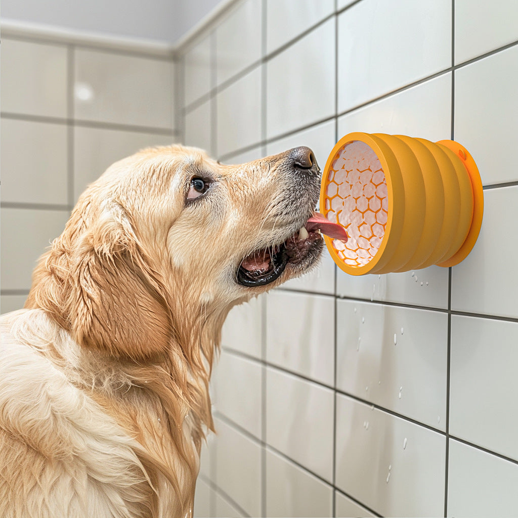 KFX-7340093 Non-Slip Silicone Slow Feed Pet Bowls in Yellow and Green - Available in Small and Large Sizes