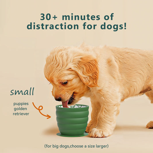 KFX-7340093 Non-Slip Silicone Slow Feed Pet Bowls in Yellow and Green - Available in Small and Large Sizes