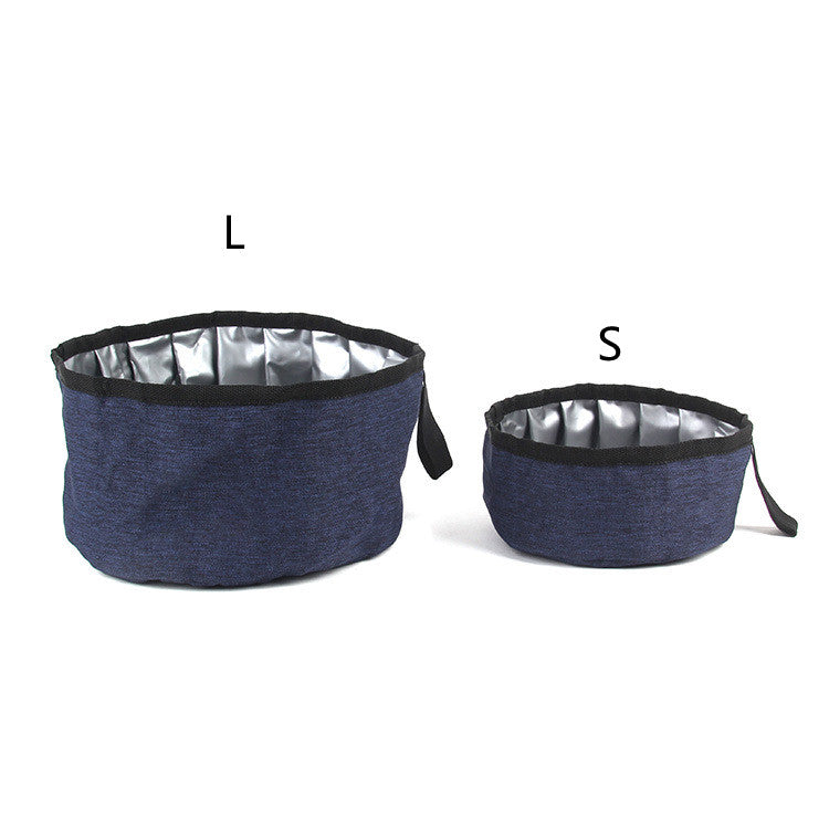 KFX-7341117 Portable Folding Dog Food Bowl in Oxford Cloth – Camouflage Green, Dark Blue, Pink, Sizes Available