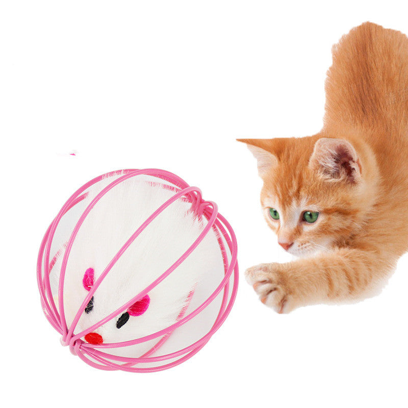 KFX-7344701 Plush Cage Mouse Cat Toy - Soft Pet Play Item, 6cm Diameter