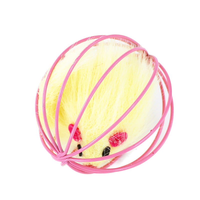 KFX-7344701 Plush Cage Mouse Cat Toy - Soft Pet Play Item, 6cm Diameter