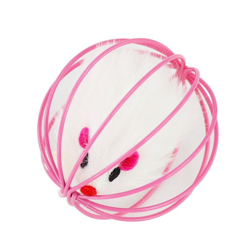KFX-7344701 Plush Cage Mouse Cat Toy - Soft Pet Play Item, 6cm Diameter