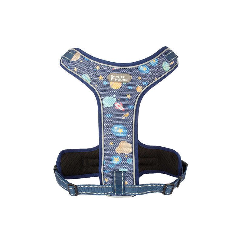 KFX-7344829 Comfortable Nylon Dog Chest Strap with Traction Rope - Adjustable S-XL Sizes