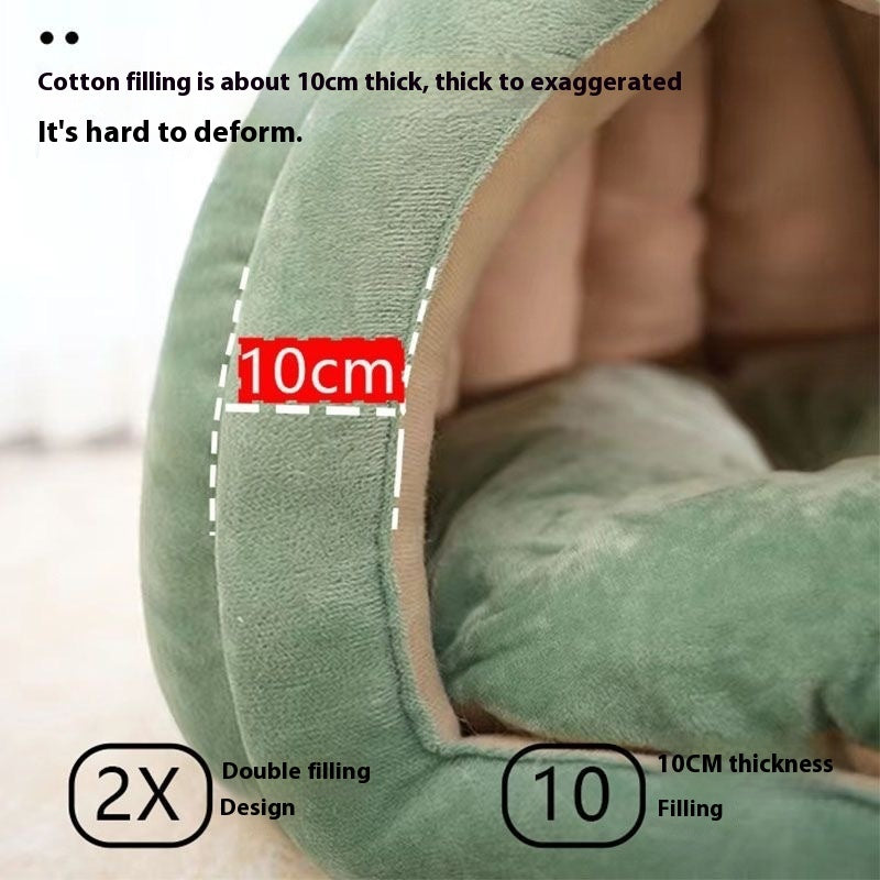 KFX-7345085 Cozy Leaf-Shaped Semi-Enclosed Removable Pet Bed for All Seasons