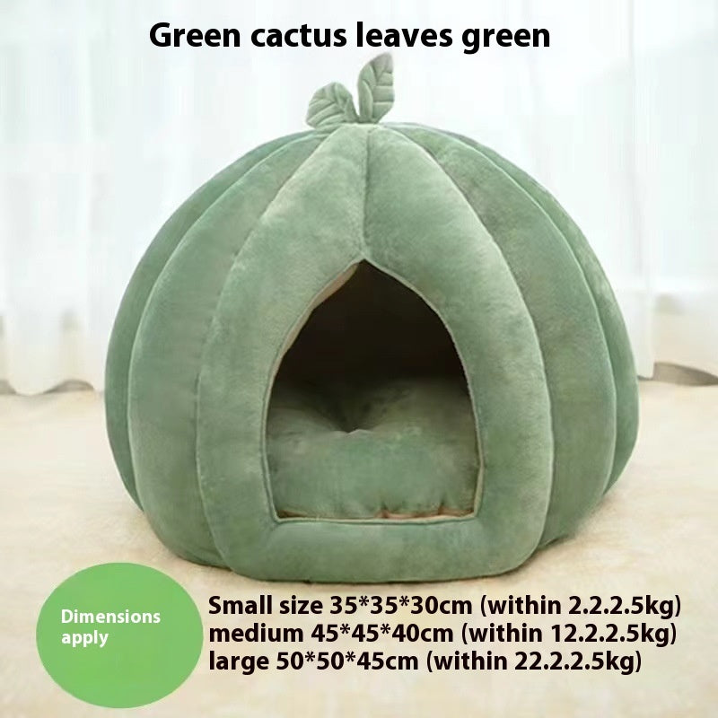 KFX-7345085 Cozy Leaf-Shaped Semi-Enclosed Removable Pet Bed for All Seasons