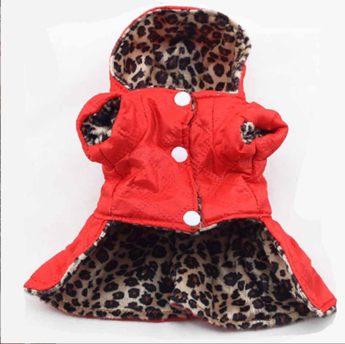 KFX-7345469 Leopard Print Double-Sided Dress for Pets - Warm Cotton Skirt in Various Sizes
