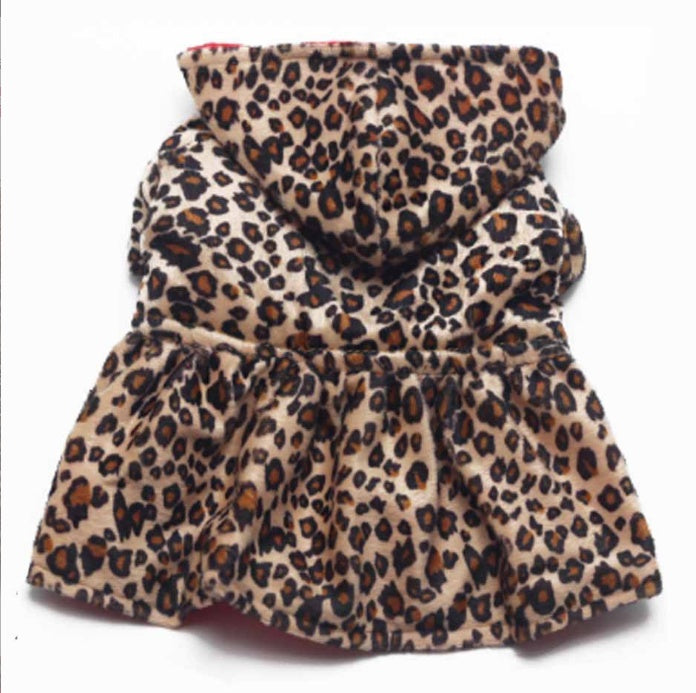 KFX-7345469 Leopard Print Double-Sided Dress for Pets - Warm Cotton Skirt in Various Sizes