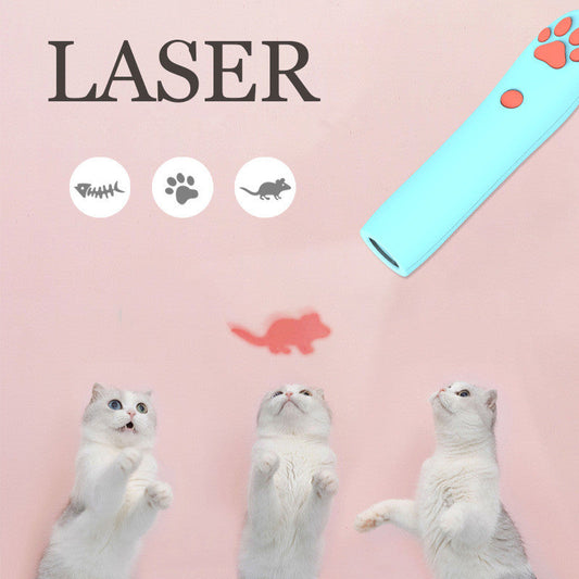 KFX-7345853 Interactive LED Laser Cat Toy with 3 Projection Patterns in Purple and Blue
