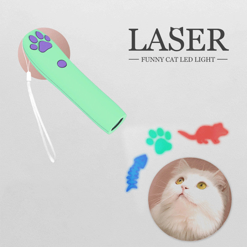 KFX-7345853 Interactive LED Laser Cat Toy with 3 Projection Patterns in Purple and Blue