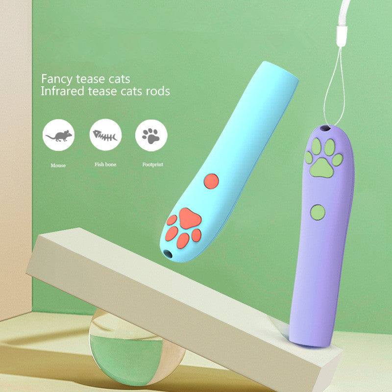 KFX-7345853 Interactive LED Laser Cat Toy with 3 Projection Patterns in Purple and Blue