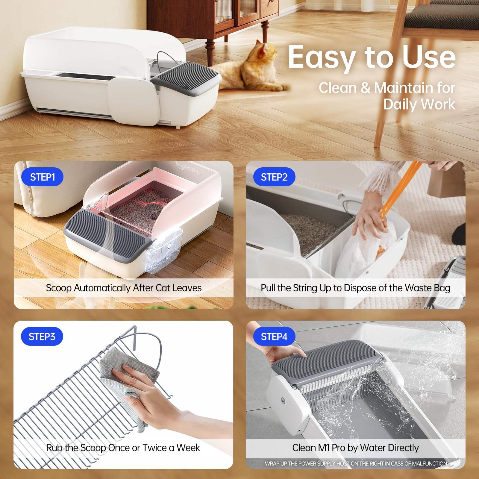 KFX-7346493 Self-Cleaning Automatic Cat Litter Box with Smart Features for Easy Waste Management