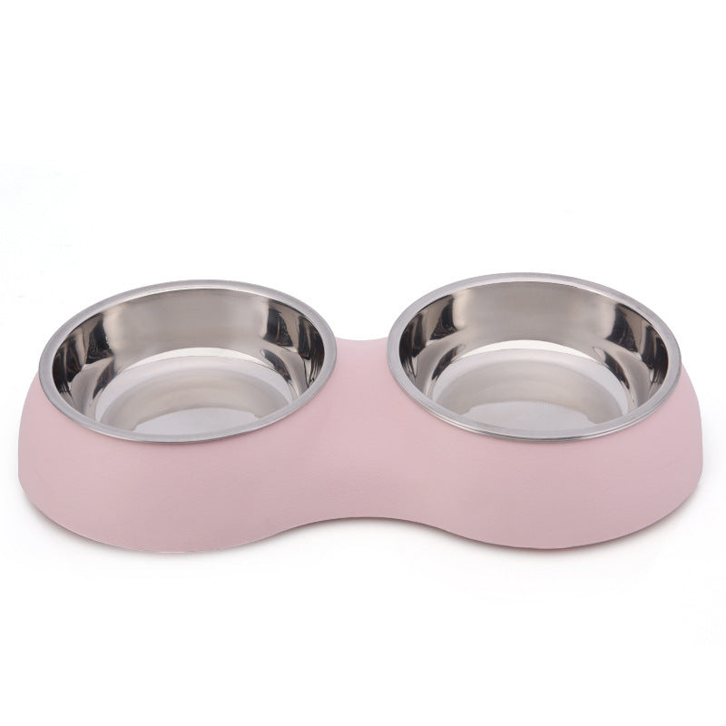KFX-7347005 Round Dual Pet Bowl in Durable Plastic and Stainless Steel – Easy to Clean Water Basin