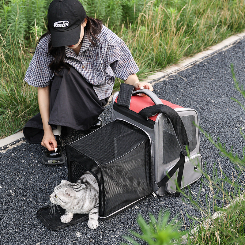 KFX-7347261 Expandable Portable Diaper Bag Pet Backpack with Large Capacity in Solid Colors