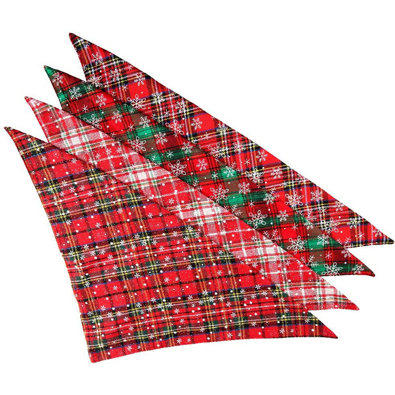 KFX-7348413 Double-Layer Cotton Plaid Scarf for Cats and Dogs - Versatile for All Seasons