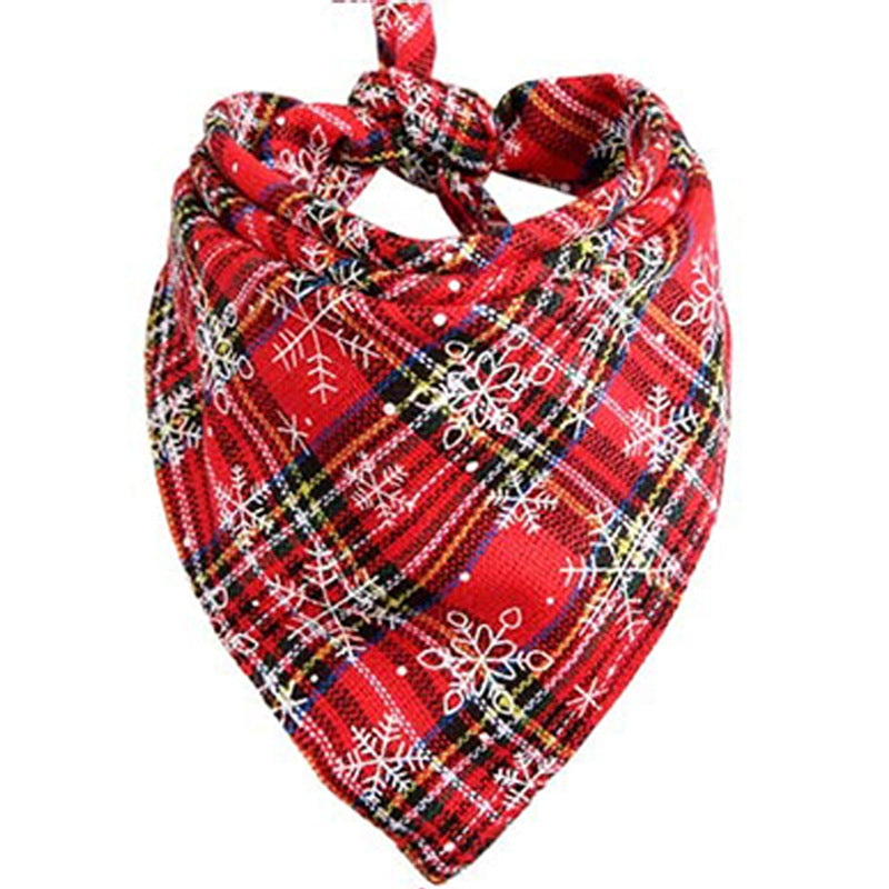 KFX-7348413 Double-Layer Cotton Plaid Scarf for Cats and Dogs - Versatile for All Seasons