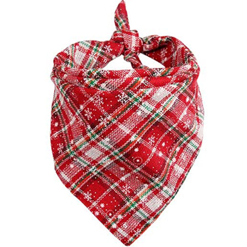KFX-7348413 Double-Layer Cotton Plaid Scarf for Cats and Dogs - Versatile for All Seasons