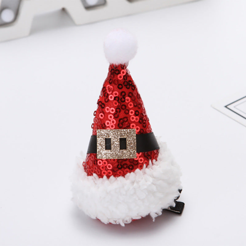 KFX-7349181 Halloween and Christmas Pet Hairpin Hats - Witch Hat and Santa Style Accessories