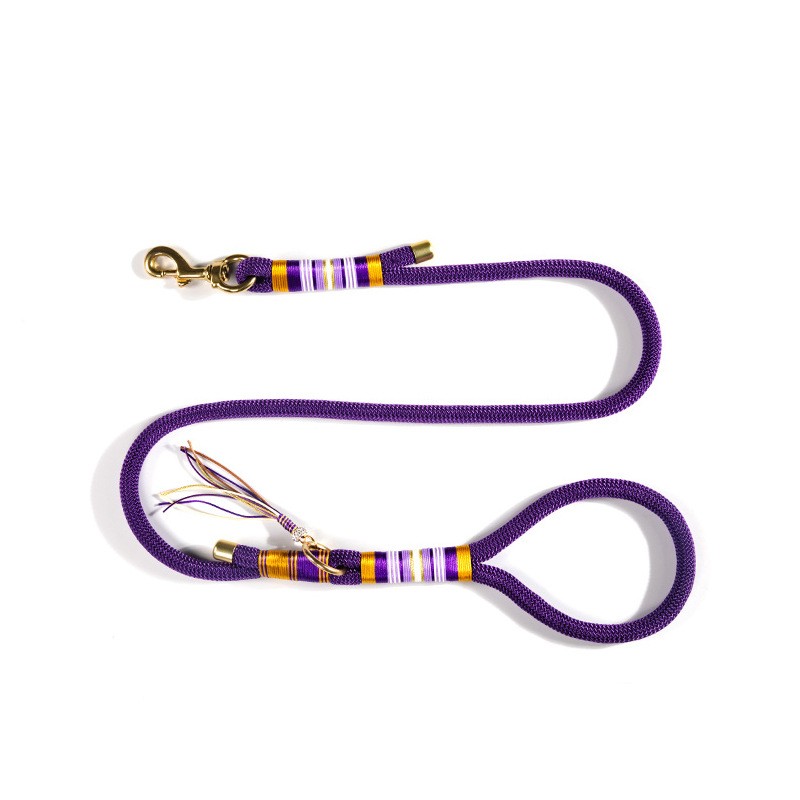 KFX-7350589 Durable Hand-Woven Dog Collar and Leash Set in Multiple Colors