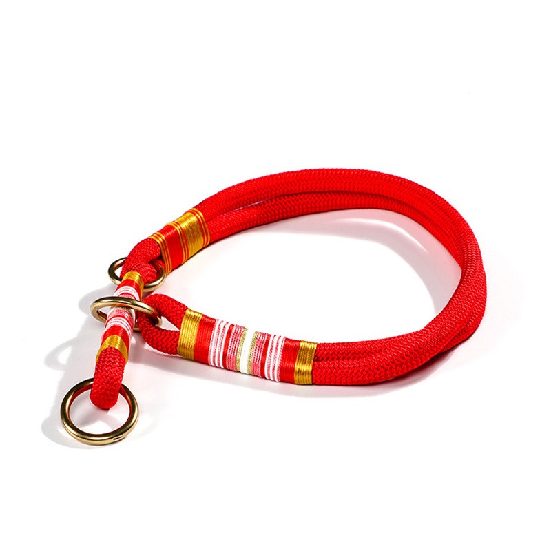 KFX-7350589 Durable Hand-Woven Dog Collar and Leash Set in Multiple Colors