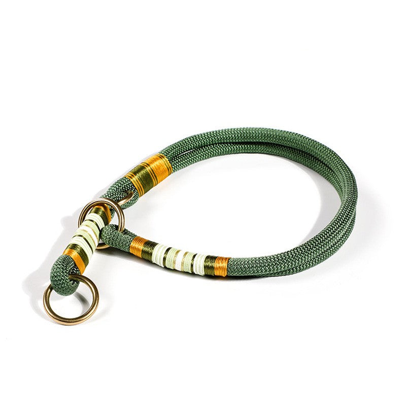 KFX-7350589 Durable Hand-Woven Dog Collar and Leash Set in Multiple Colors