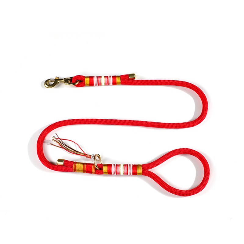 KFX-7350589 Durable Hand-Woven Dog Collar and Leash Set in Multiple Colors