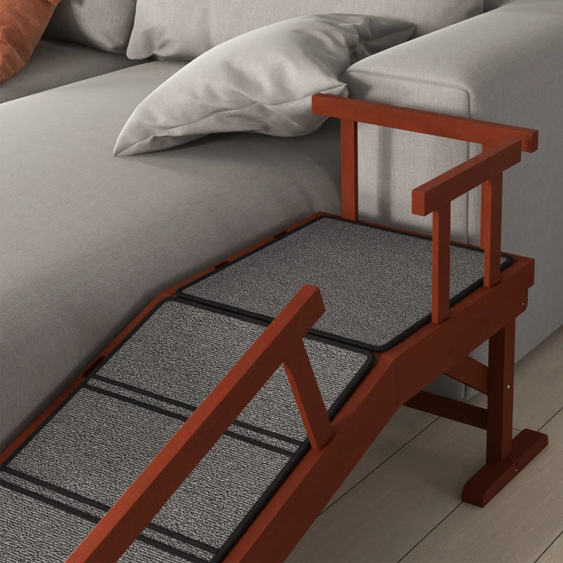 KFX-7352253 Wooden Dog Ramp with Removable Guardrails, Non-Slip Carpet Surface, 20° Slope for Pets Up to 66 lbs