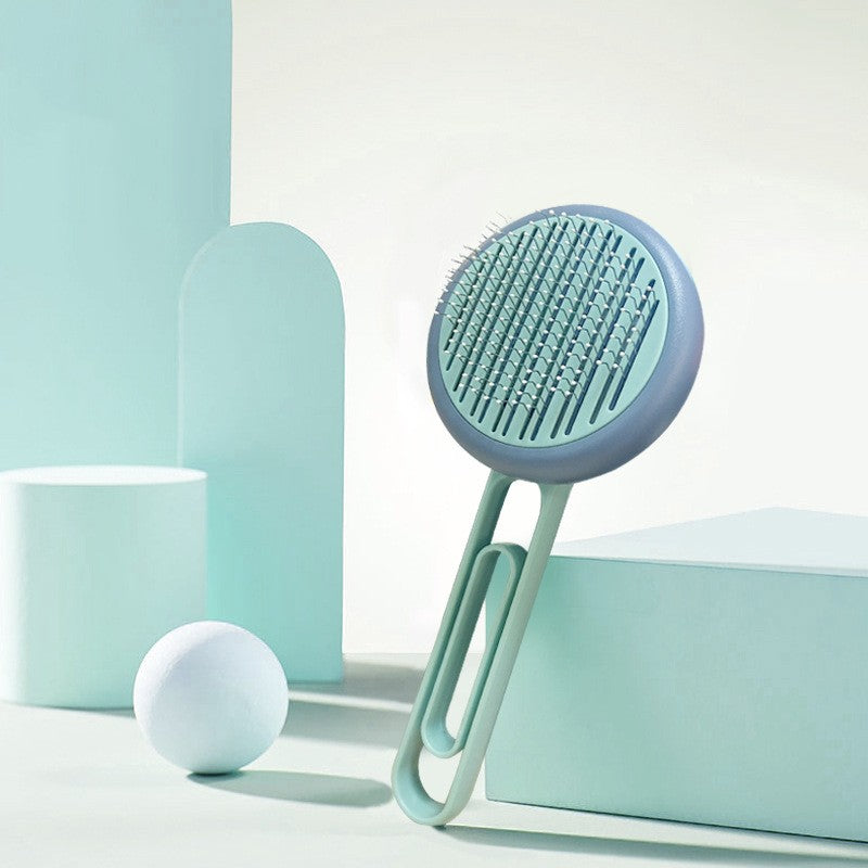 KFX-7352381 Pet Hair Removal Comb with Stainless Steel & Plastic Design in Pink and Blue