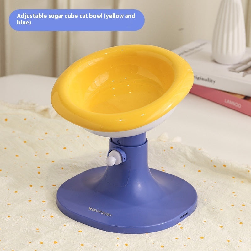 KFX-7352765 Adjustable Ceramic Cat Feeding Bowl - Multiple Colors Available