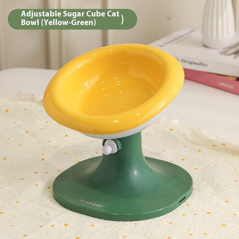KFX-7352765 Adjustable Ceramic Cat Feeding Bowl - Multiple Colors Available