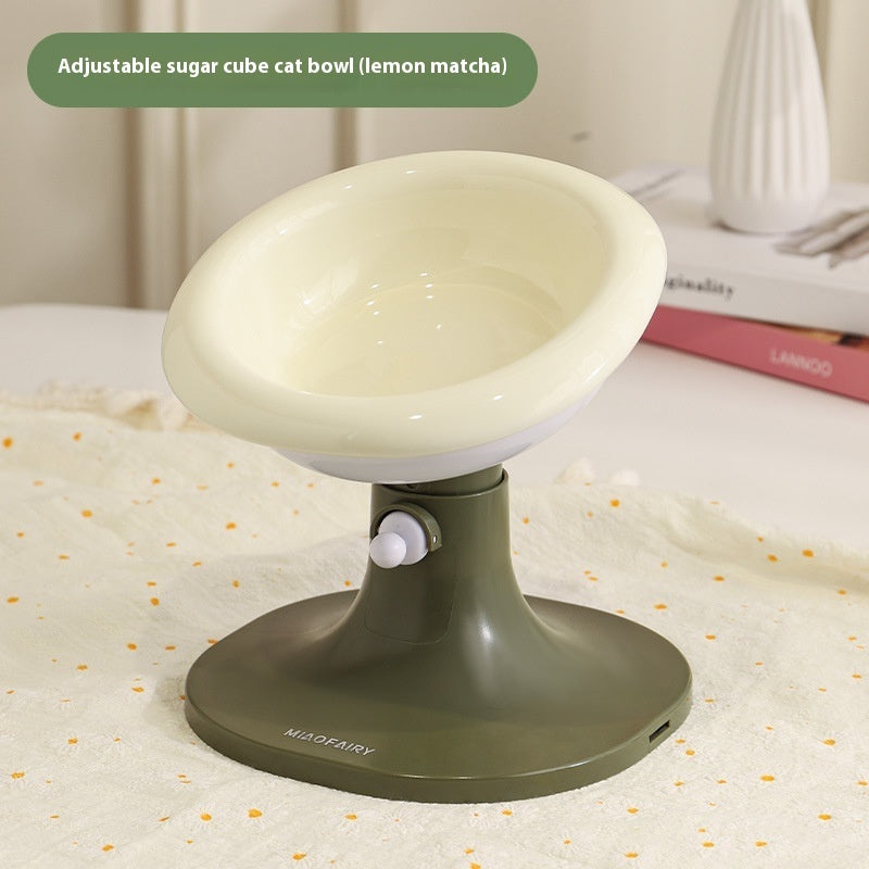 KFX-7352765 Adjustable Ceramic Cat Feeding Bowl - Multiple Colors Available