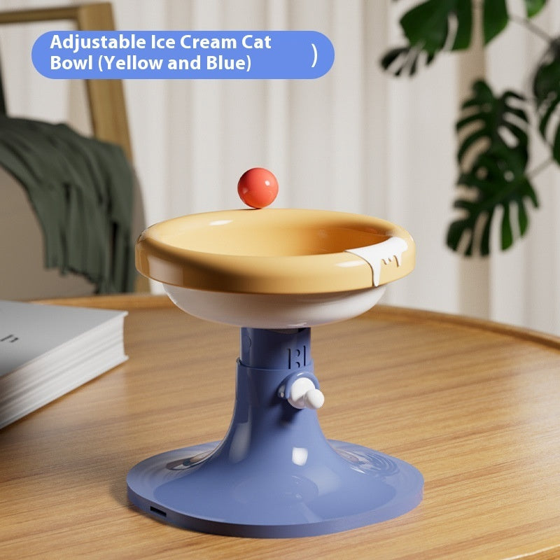 KFX-7352765 Adjustable Ceramic Cat Feeding Bowl - Multiple Colors Available
