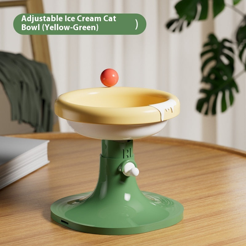 KFX-7352765 Adjustable Ceramic Cat Feeding Bowl - Multiple Colors Available