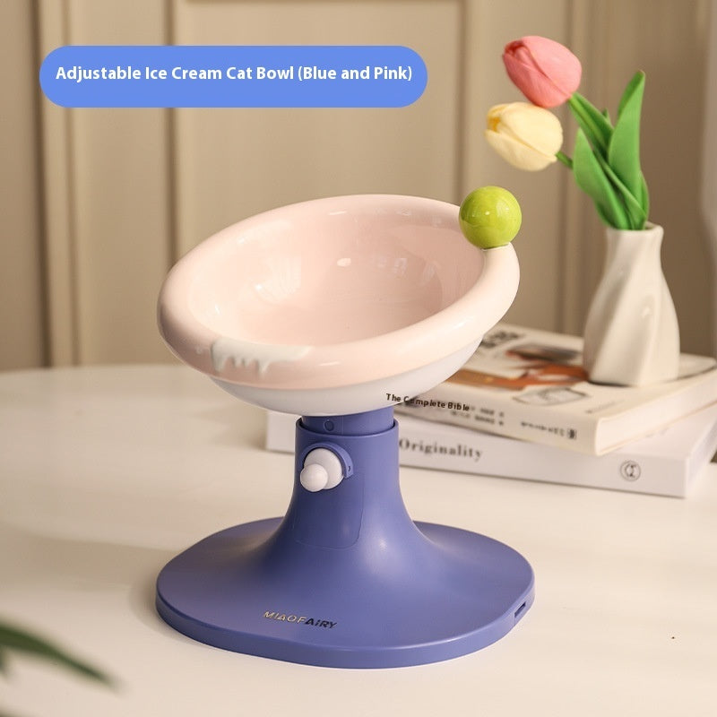KFX-7352765 Adjustable Ceramic Cat Feeding Bowl - Multiple Colors Available