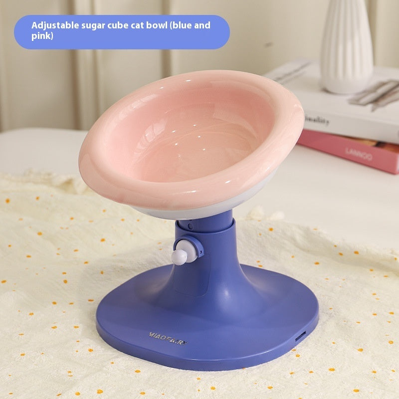 KFX-7352765 Adjustable Ceramic Cat Feeding Bowl - Multiple Colors Available