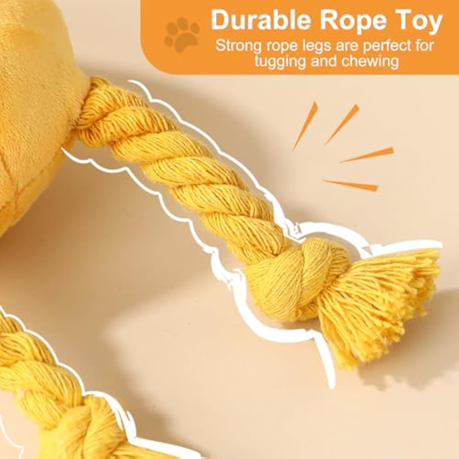 KFX-7356221 Squeaky Plush Rope Dog Toys for Small and Medium Breeds to Keep Puppies Engaged