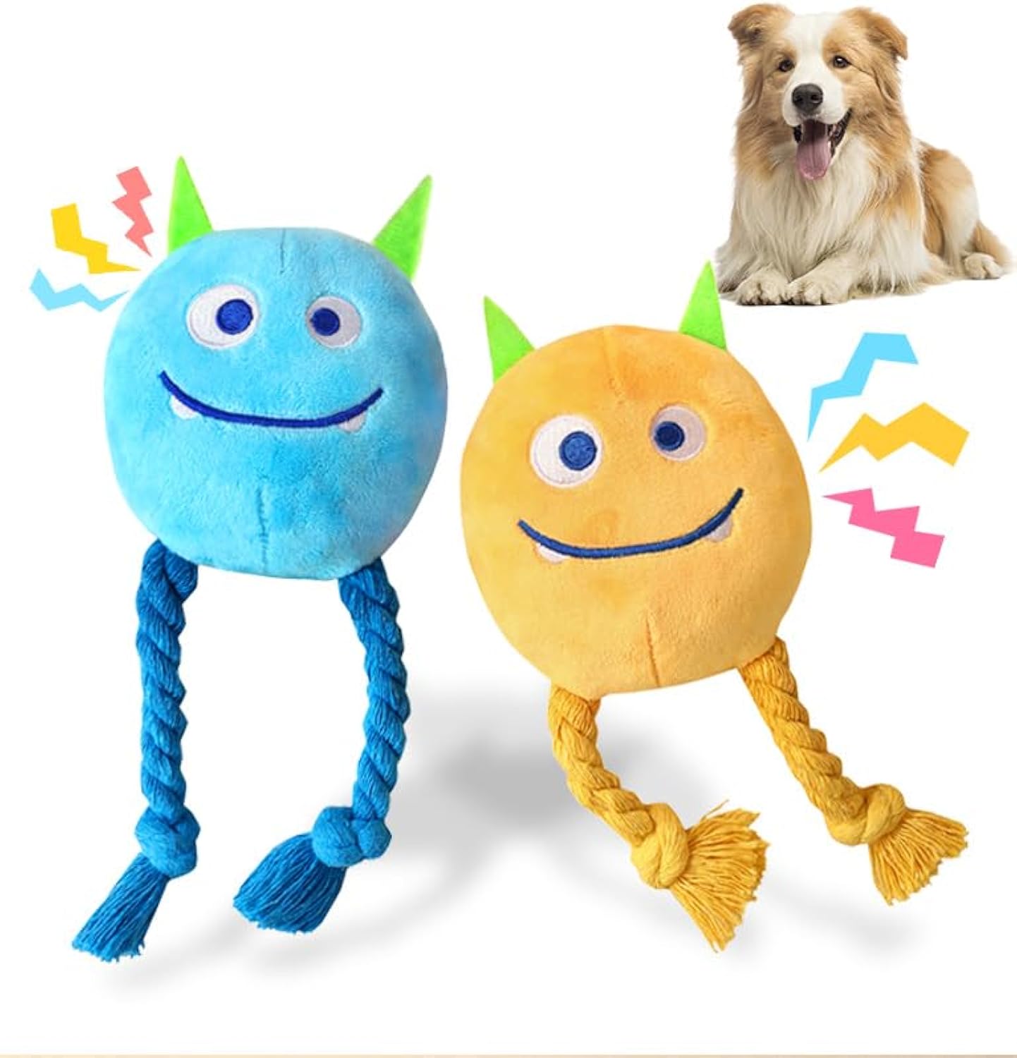 KFX-7356221 Squeaky Plush Rope Dog Toys for Small and Medium Breeds to Keep Puppies Engaged