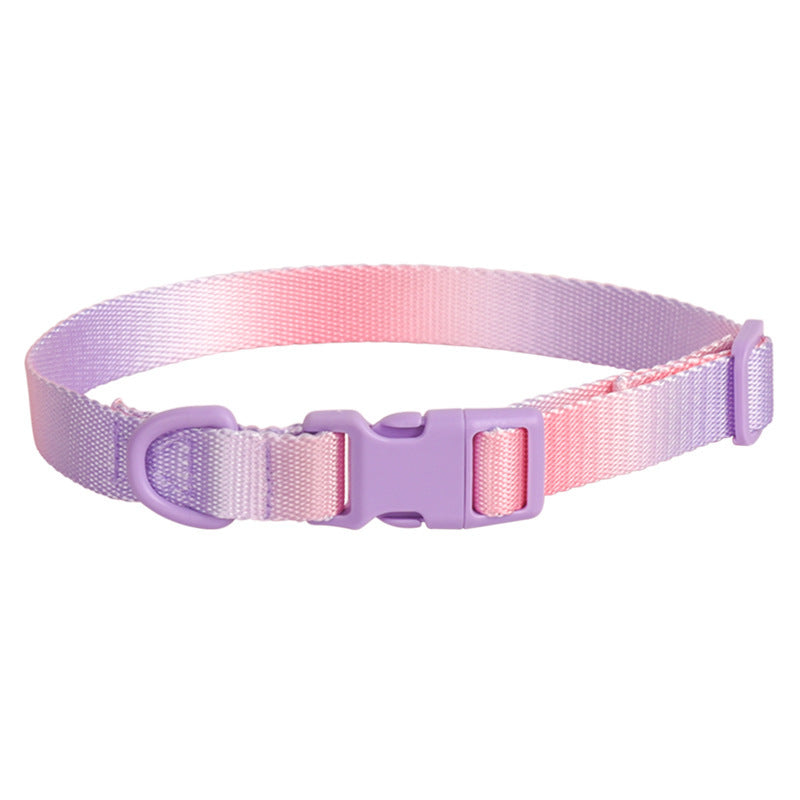 KFX-7356349 Adjustable Nylon Dog Collar in Gradient Colors for Small to Large Dogs