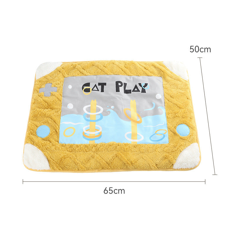 KFX-7356605 Warm Semi-Enclosed Cat Litter Nest with Game Pad - Arctic Fleece Material