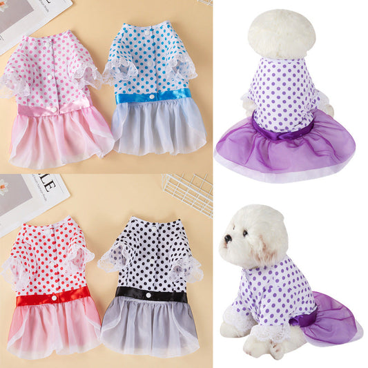 KFX-7357117 Polka Dot Breathable Tulle Skirt for Dogs - Available in Multiple Colors and Sizes