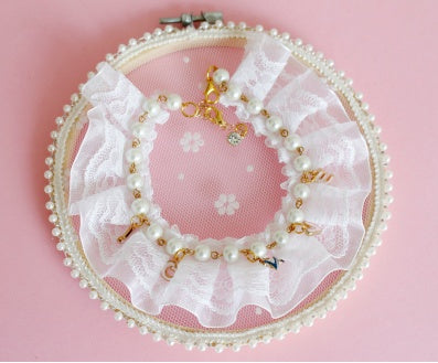 KFX-7358525 Pearl Necklace Accessory for Dogs and Cats - Adjustable Sizes XS to L