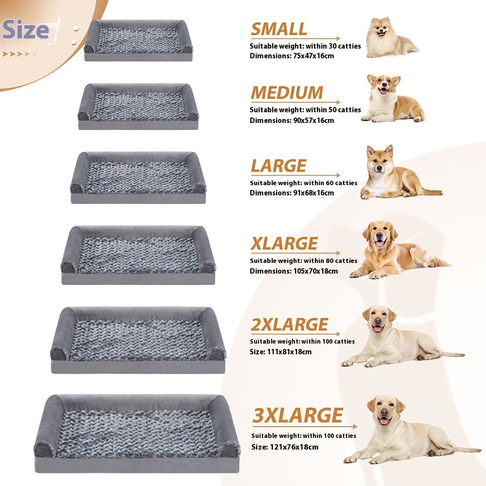 KFX-7360573 Removable and Washable U-shaped Pet Sofa in Gray, Embossed Velvet with Sponge Cushioning