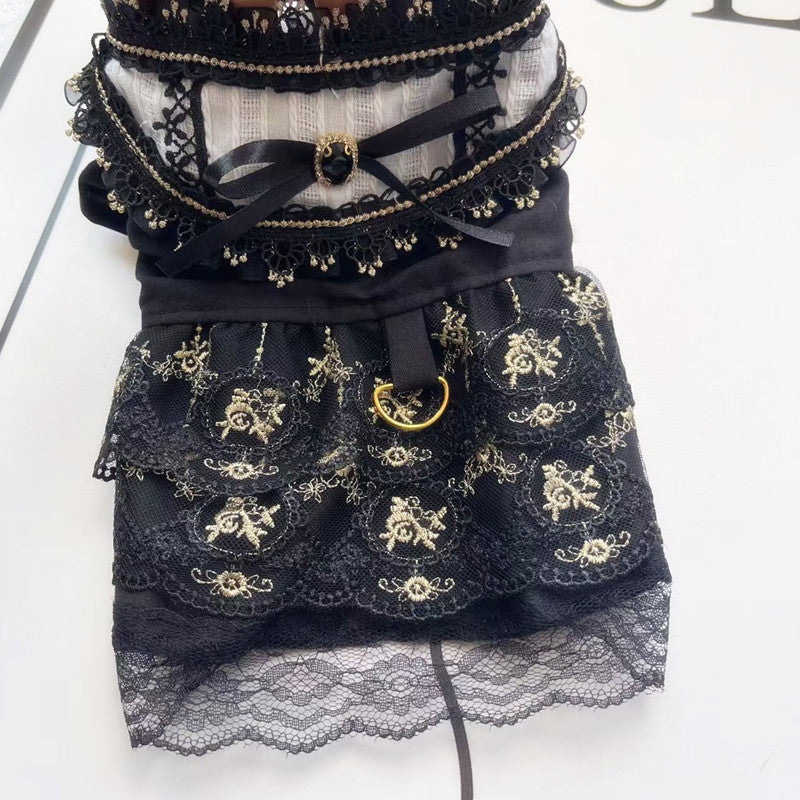 KFX-7361981 Gothic Style Golden Skirt Pet Clothes for Cats and Dogs - Sizes XS to XL
