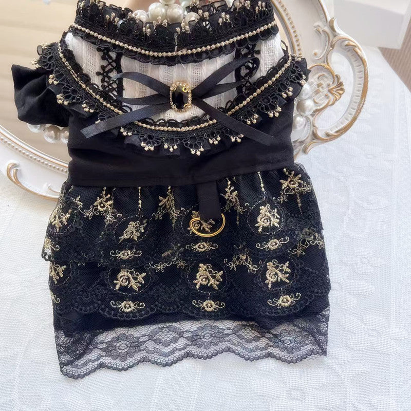 KFX-7361981 Gothic Style Golden Skirt Pet Clothes for Cats and Dogs - Sizes XS to XL