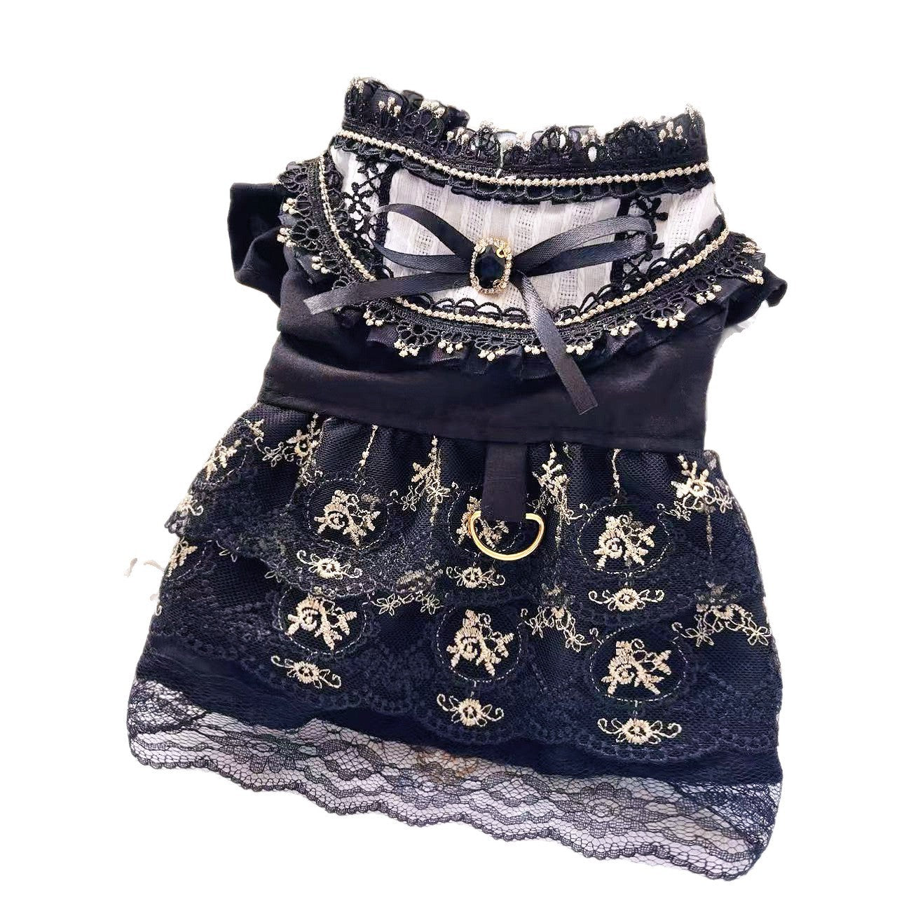 KFX-7361981 Gothic Style Golden Skirt Pet Clothes for Cats and Dogs - Sizes XS to XL