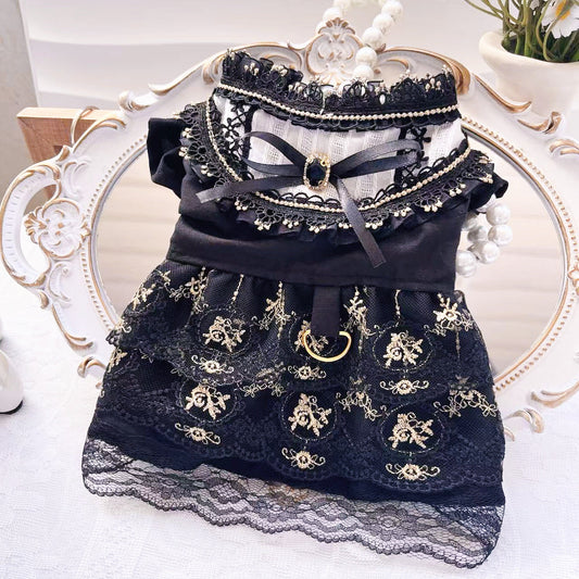 KFX-7361981 Gothic Style Golden Skirt Pet Clothes for Cats and Dogs - Sizes XS to XL