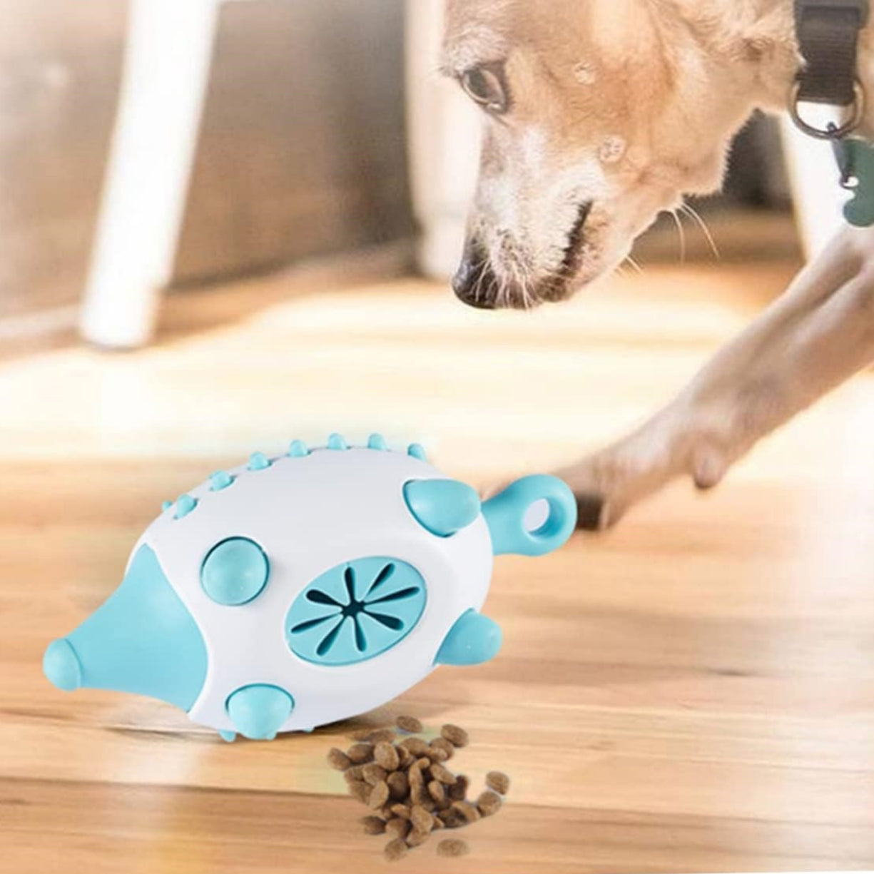 KFX-7363773 Wear-Resistant Interactive Dog Toy with Treat Dispensing and Squeaky Features
